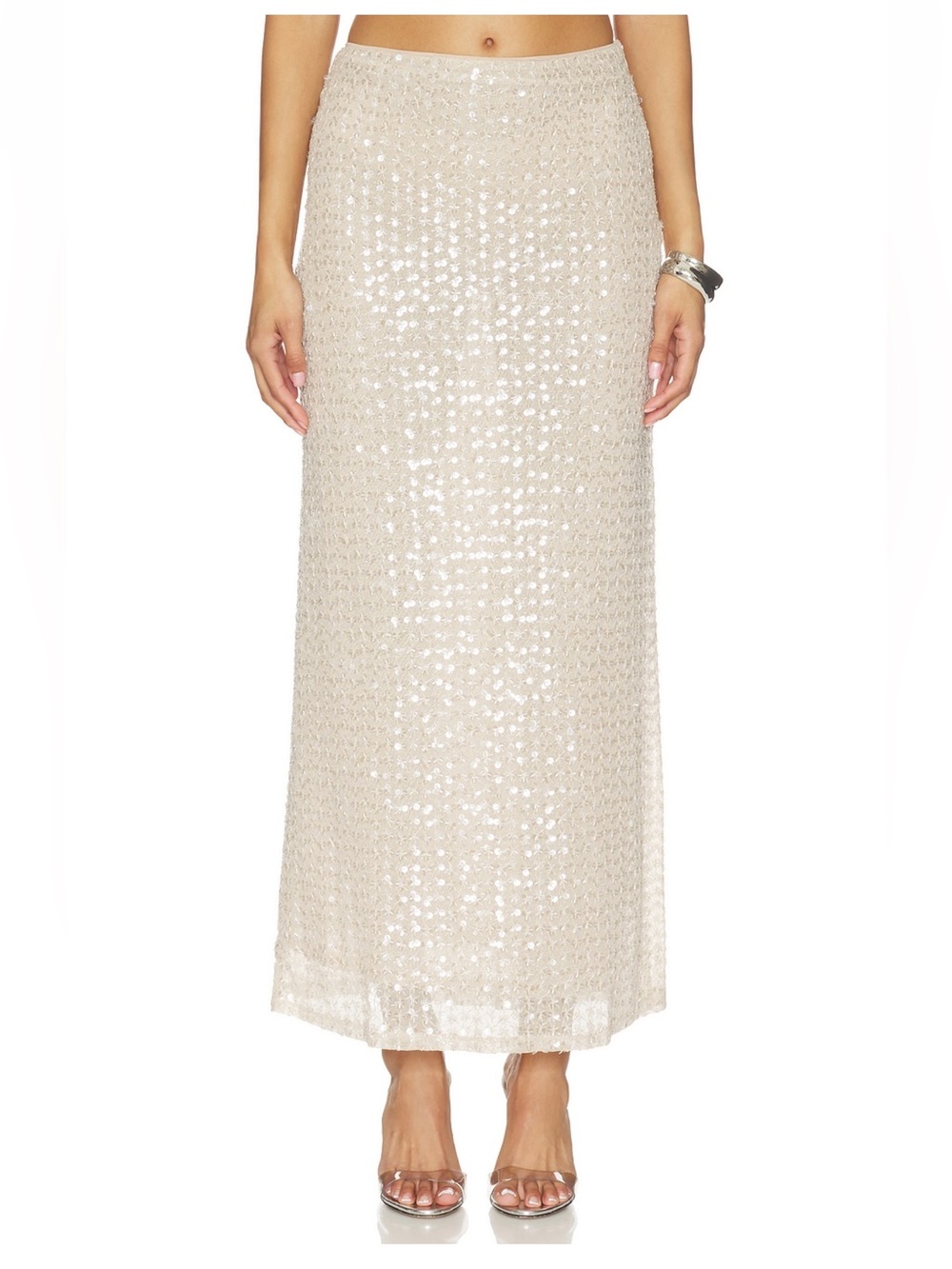 Sequined Maxi Skirt in Cream